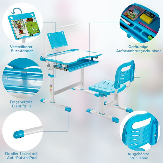 Kinder Schreibtisch aus Melamin Weiß 70,5x52x52-79cm