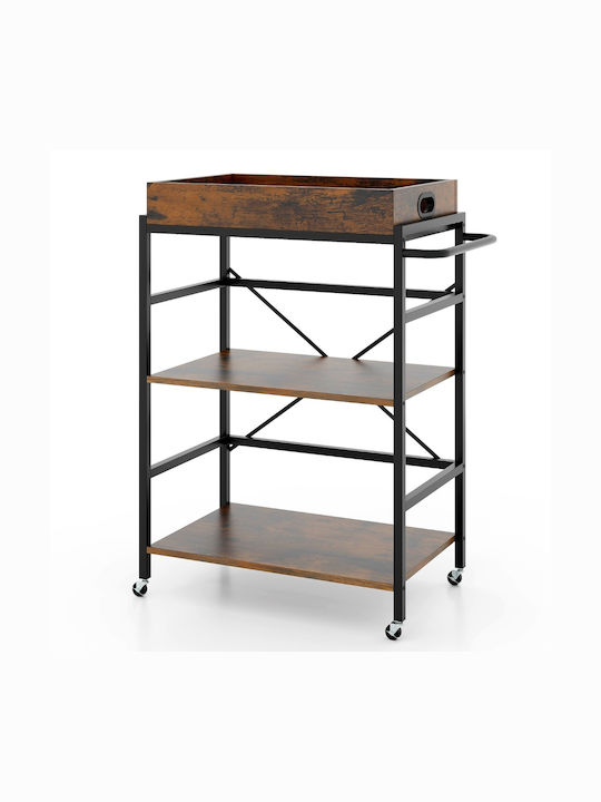 Costway Kitchen Trolley Metallic Brown