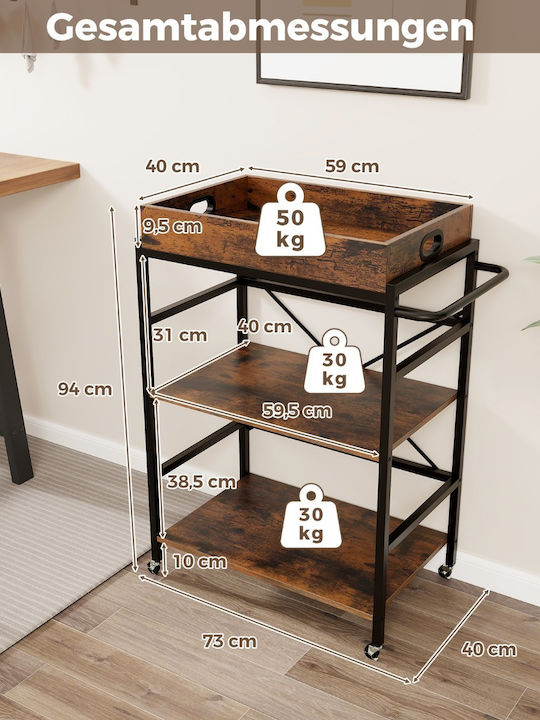 Costway Kitchen Trolley Metallic Brown