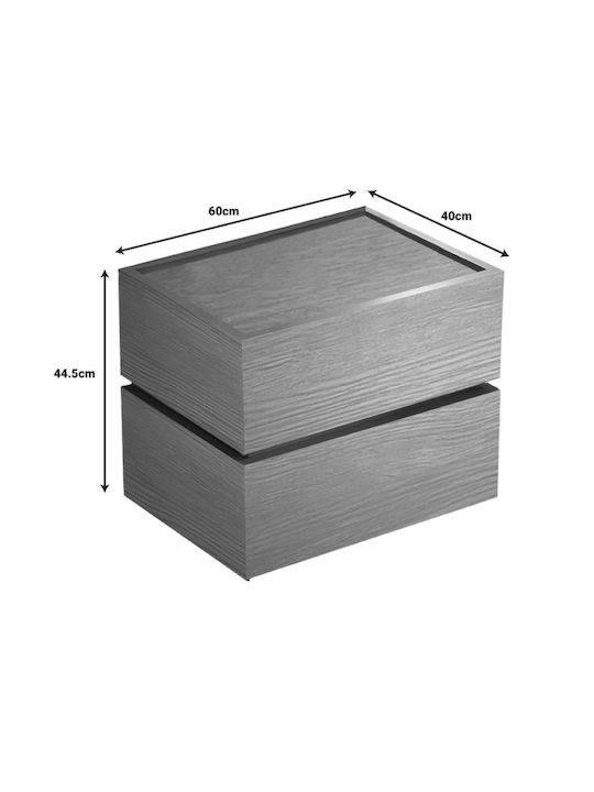 Bedside Table Sonlen Wooden Black 60x40x44.5cm