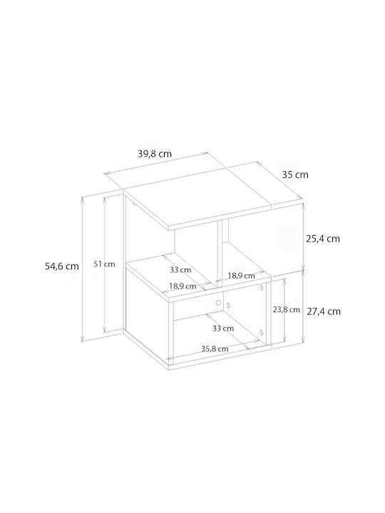 Κομοδίνο Entiero Ξύλινο Λευκό 39.8x35x54.6cm GP042-0270,2