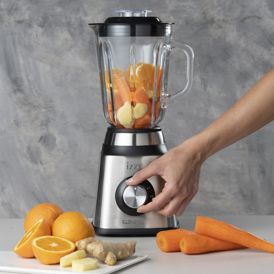 Izzy IZ-1601 Μπλέντερ με Γυάλινη Κανάτα 1.5 lt 1000W Inox