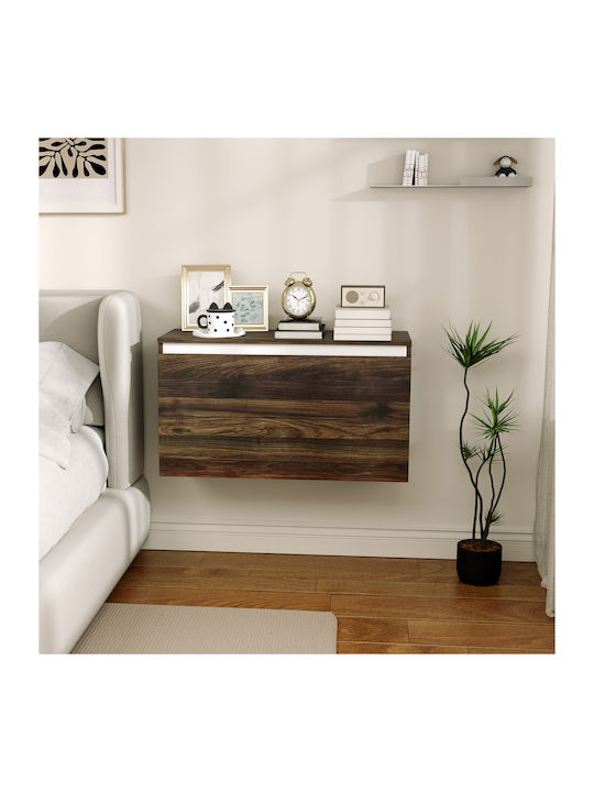 Wooden Bedside Table Brown 80x30x45cm