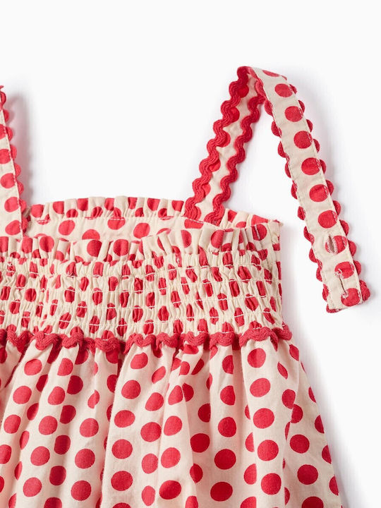 Zippy Poplin Polka Dot Top Red