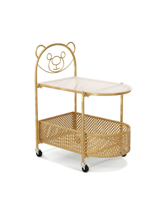 Rechteckig Beistelltisch Glas mit Rollen Rosa B60xT40xH76cm