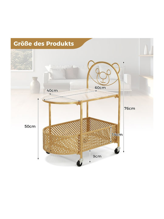 Rechteckig Beistelltisch Glas mit Rollen Rosa B60xT40xH76cm