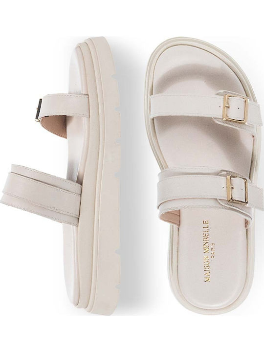 Sandale Casual Damă Din Piele Ecru