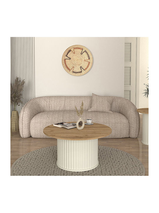 Στρογγυλό Κεντρικό Τραπεζάκι Bohema Ξύλινο Ivory - Sepet Oak Μ85xΠ85xΥ43.2εκ.