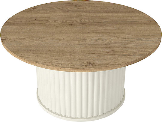 Στρογγυλό Κεντρικό Τραπεζάκι Bohema Ξύλινο Ivory - Sepet Oak Μ85xΠ85xΥ43.2εκ.
