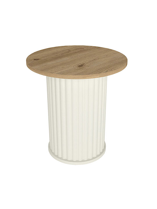 Στρογγυλό Βοηθητικό Τραπεζάκι Bohema Ξύλινο Ivory - Sepet Oak Μ50xΠ50xΥ53.2εκ.