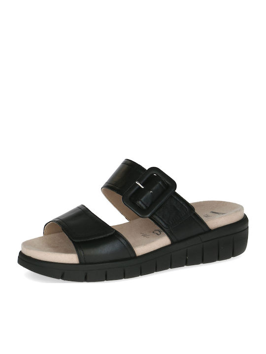 Leather Women's Flat Sandals Anatomic in Black Color