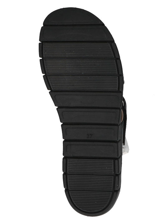 Leather Women's Flat Sandals Anatomic in Black Color