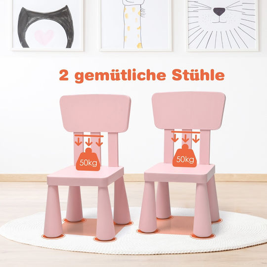 Kinder Tischset mit Stühlen zum Malen Rosa Costway