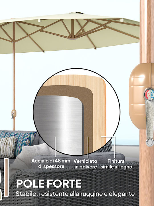 Umbrelă Rotundă Metalică Bej 4.55x2.65m