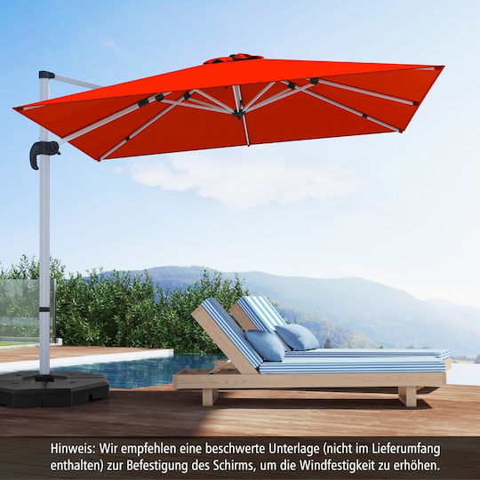 Garten & Terrassen Sonnenschirm Bodenständer Quadratisch Aluminium Rosa mit Ständer 3x3m NP11584CS