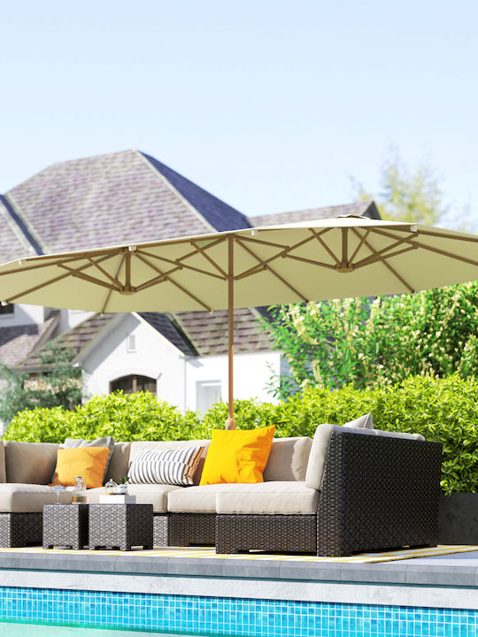 Umbrelă Rotundă Metalică Bej 4.55x2.65m