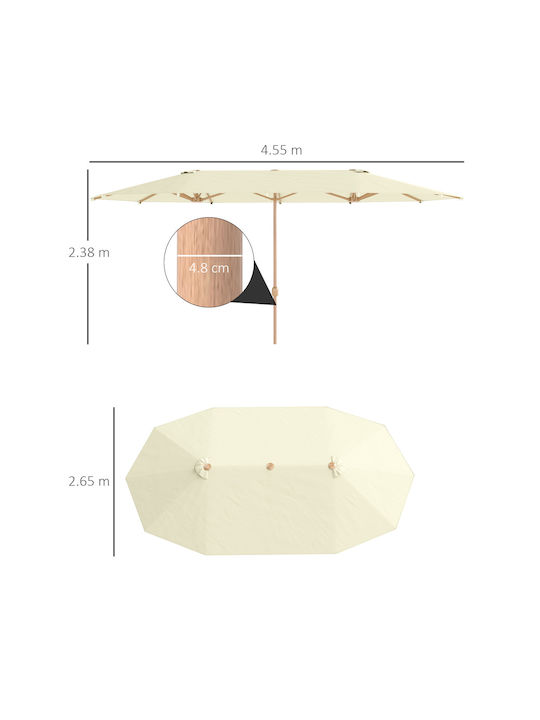 Umbrelă Rotundă Metalică Bej 4.55x2.65m