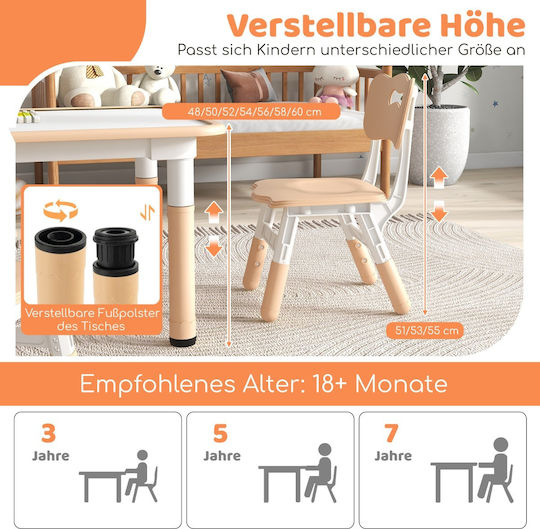 Kinder Tischset mit Stühlen zum Malen Gray Costway