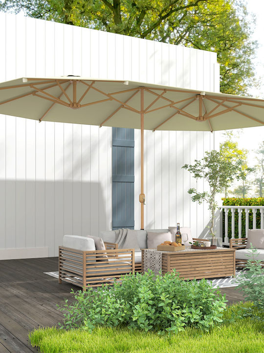 Umbrelă Rotundă Metalică Bej 4.55x2.65m