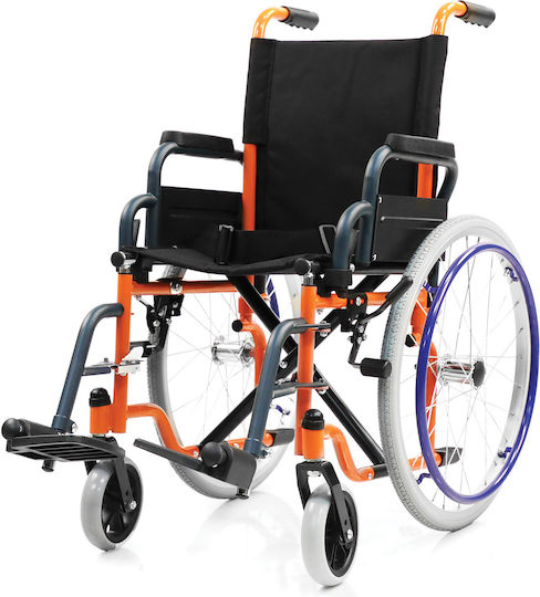 Mobiak Rainbow Kids Wheelchair 20" Folding Simple Type Wheelchair for children with footrests 36cm 0811311 Orange