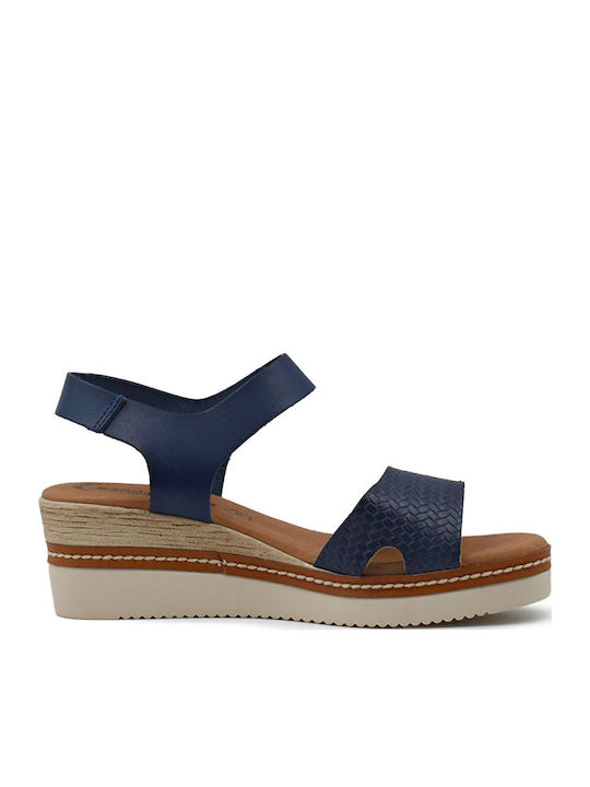 Women's Leather Platform Shoes Blue