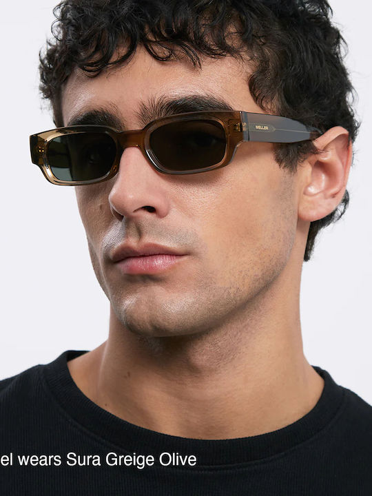 Meller Unisex Sunglasses with Beige Plastic Frame and Green Polarized Lens SURA-GREIGEOLI