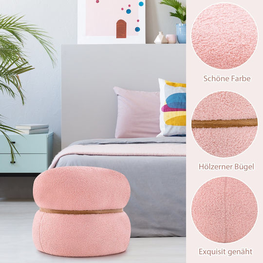 Stool For Living Room With Storage Space Upholstered with Fabric Pink 35x44x35cm