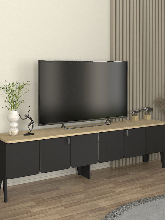 TV-Ständer Pedro Anthrazit - Rota Eiche M180xT35xH50.7cm