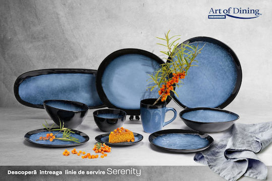 Heinner Serenity Plate Shallow Oval Ceramic Blue 21cm 4pcs