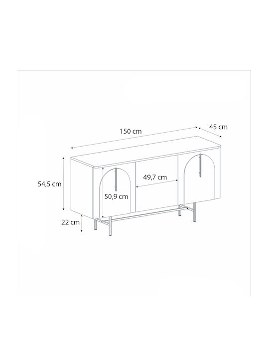 Μπουφές Rebel από Ξύλο & Μέταλλο Rota Oak - Sandstone 150x45x76.5cm