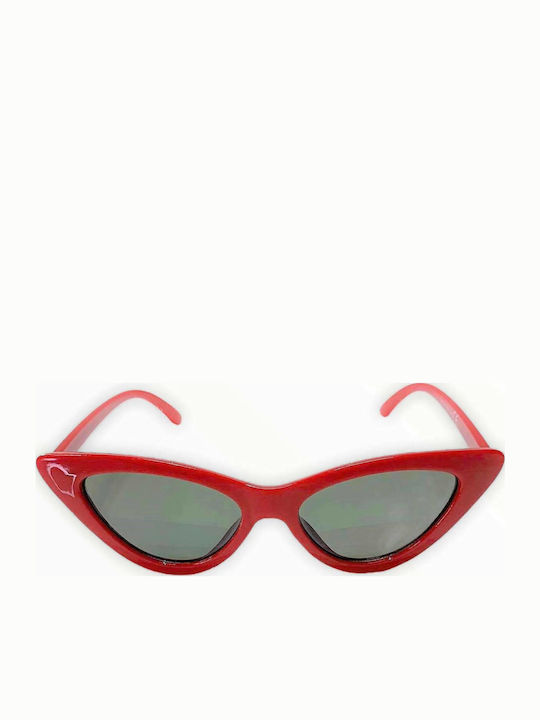 Woman's Fashion Women's Sunglasses with Red Plastic Frame and Black Lens G-3