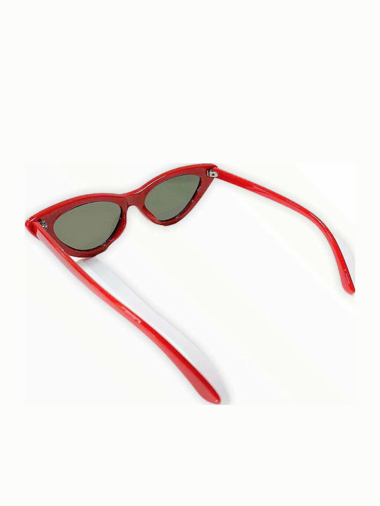 Woman's Fashion Women's Sunglasses with Red Plastic Frame and Black Lens G-3