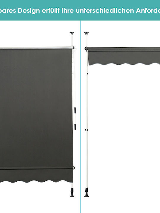Costway Τέντα Βεράντας με Led Καφέ 1.5x1.2m