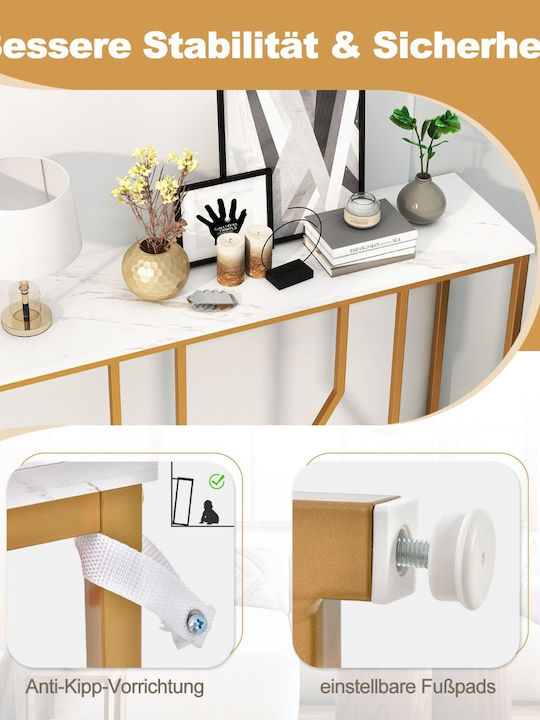 Console Table Wood & Metal Gold + White L110xW30xH80cm