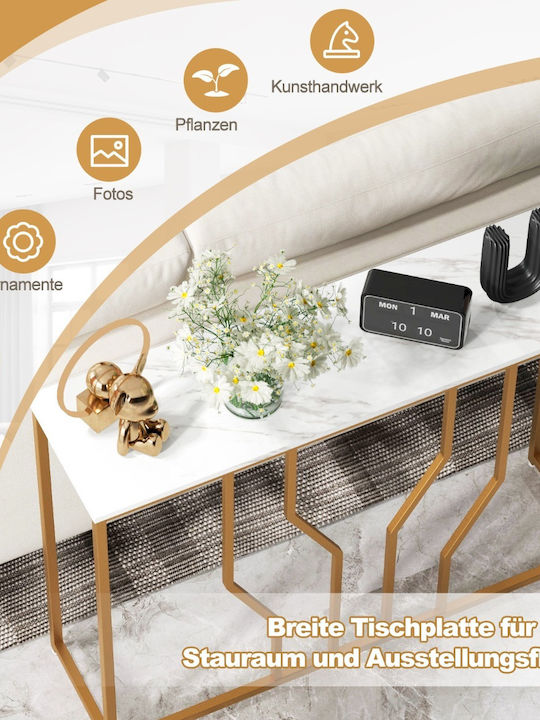 Console Table Wood & Metal Gold + White L110xW30xH80cm