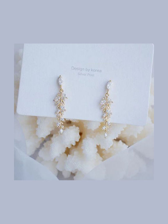 14k Gold Plated Drop Leaf Crystal Earrings Luella 14k Gold Plated 14k Gold Plated Drop Leaf Crystal Earrings Luella 14k Gold Plated