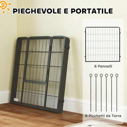 Pawhut Foldable Dog Park With 6 Panels 90x90x80cm Black