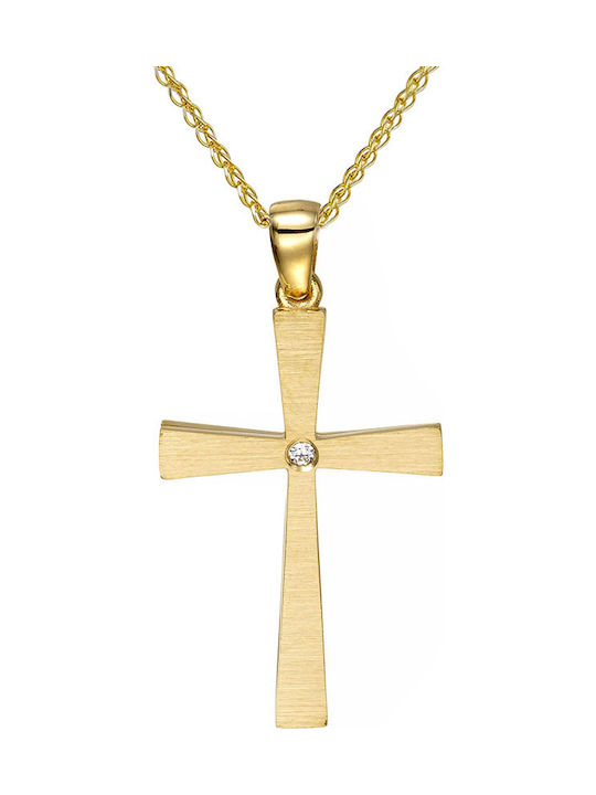 Papoulidis Jewellery Γυναικείος Χρυσός Σταυρός 14Κ Διπλής Όψης χωρίς Αλυσίδα
