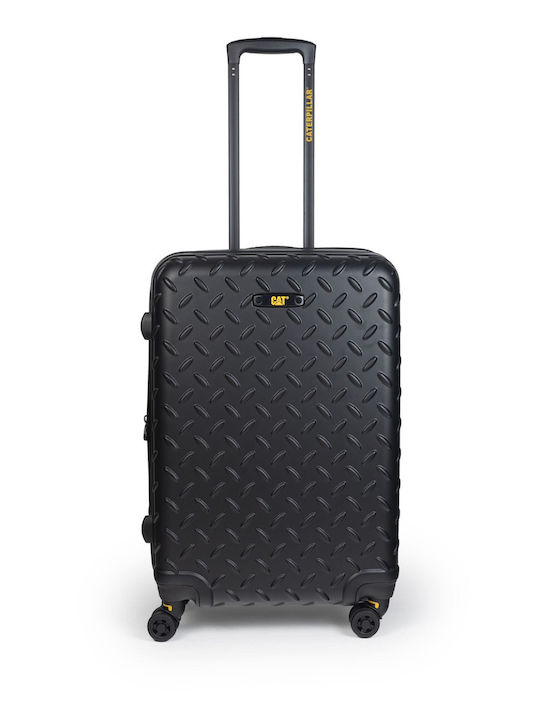 CAT Industrial Plate Cabin Hard Black Suitcase with 4 Wheels Height 50cm