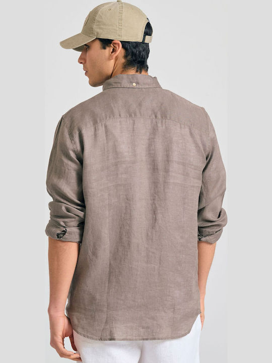 Long-sleeved Linen Shirt Brown