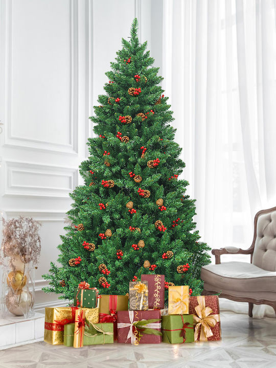 Christmas Tree with Pinecones 210cm with 1100 Branches and with LED Lighting