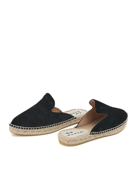 Hamptons Flat Suede Mules σε Μαύρο Χρώμα