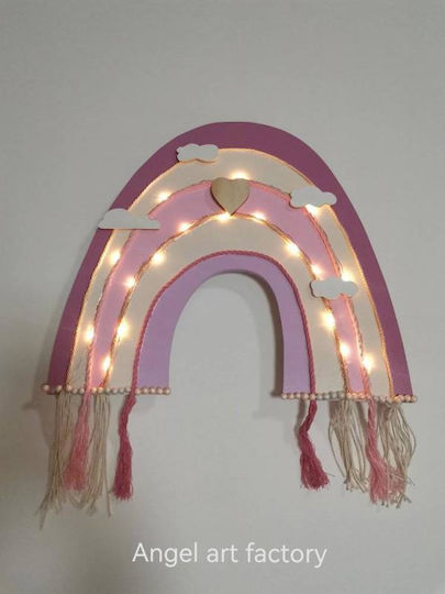 Aplica de perete din lemn pentru copii "Curcubeu"