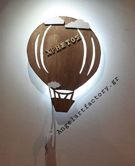 Wooden Hot Air Balloon Wall Light Name