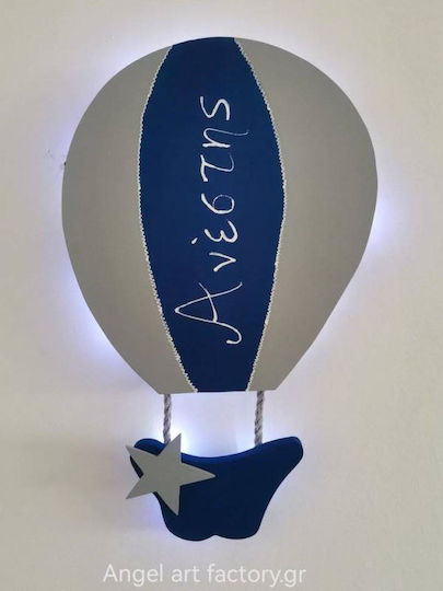Children's Wooden Wall Light Hot Air Balloon Name