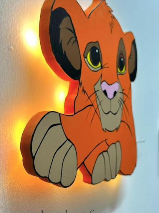 Παιδικό Ξύλινο Φωτιστικό Τοίχου Simba