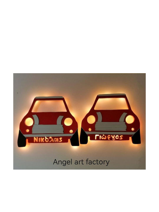 Παιδικό Ξύλινο Φωτιστικό Τοίχου "mini Cooper" Όνομα