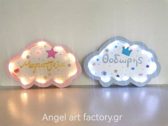 Children's Wooden Wall Light Cloud Name