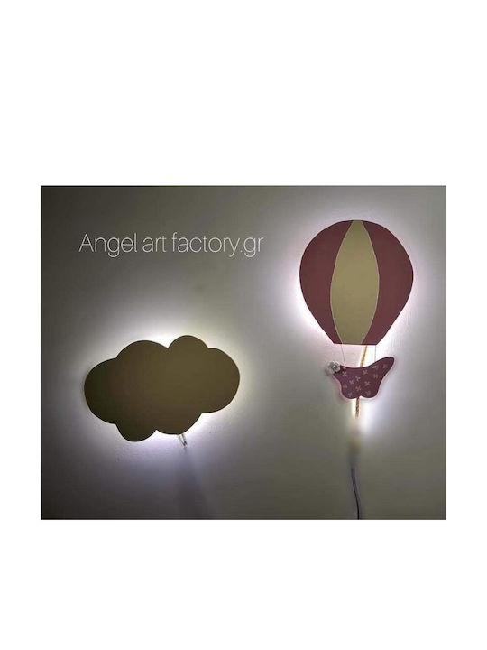 Set aus Holz-Wandleuchten "Heißluftballon-Wolke"