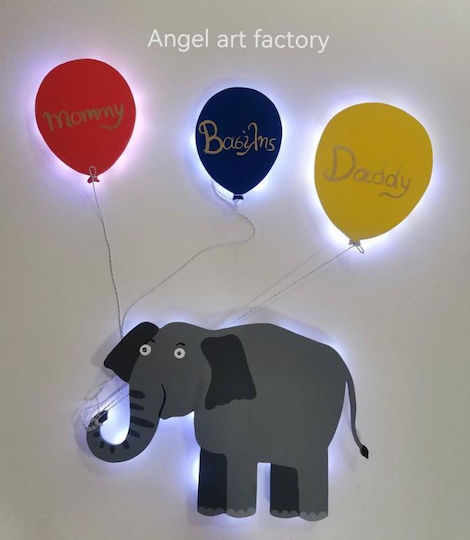 Children's Wooden Wall Light "Elephant Balloons"